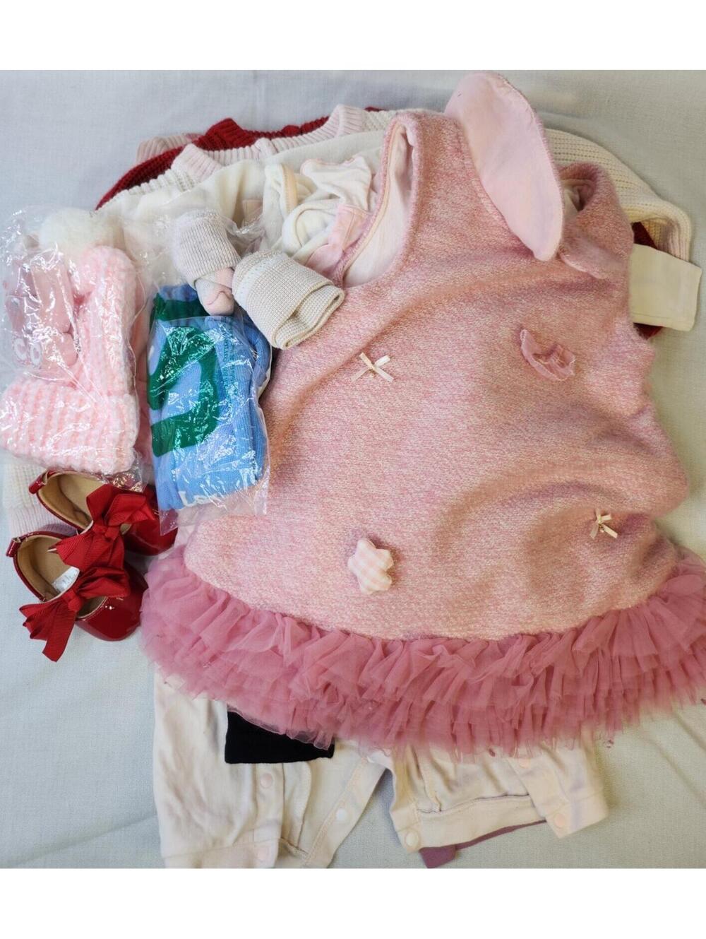 Carter's Baby Girl Clothing Lot 0-5 Months Cotton Holiday Pink Red White